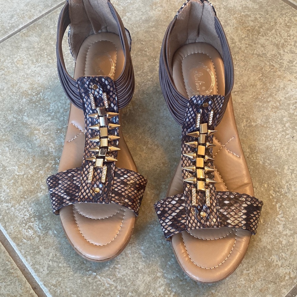 Italian snakeskin sandals size 8.5